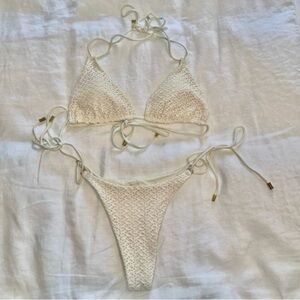Monday Swimwear Ivory Crochet Palma Bikini Set